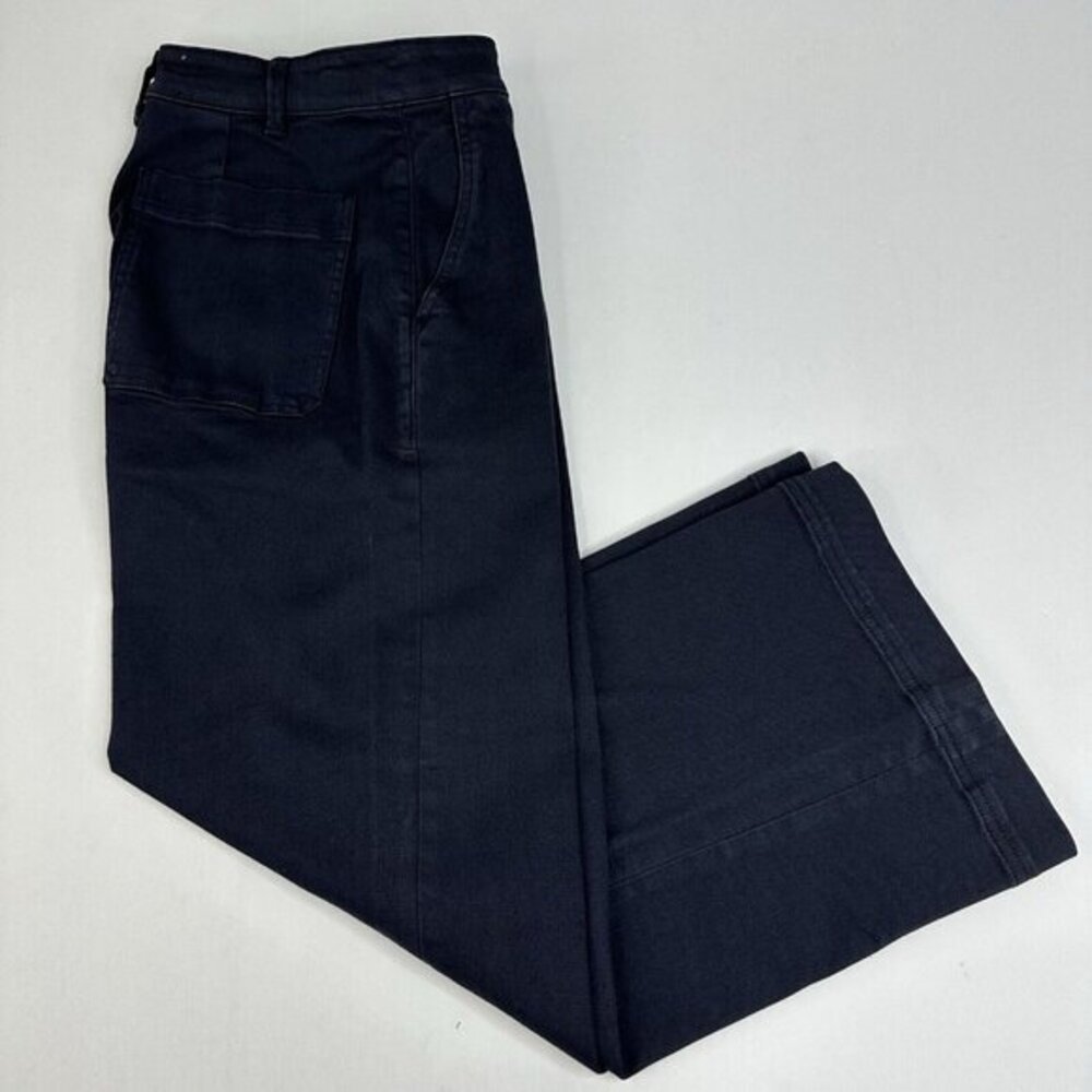 Everlane‎ Womens Wide Leg Crop Pant Navy Blue High Rise Cotton Chino Size 2 - Picture 2 of 11